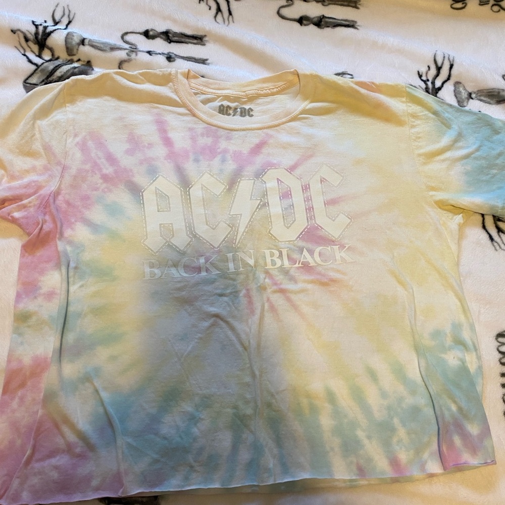 AC/DC Womans Tie-Dye CroppedT-Shirt size Xl - Picture 4 of 6